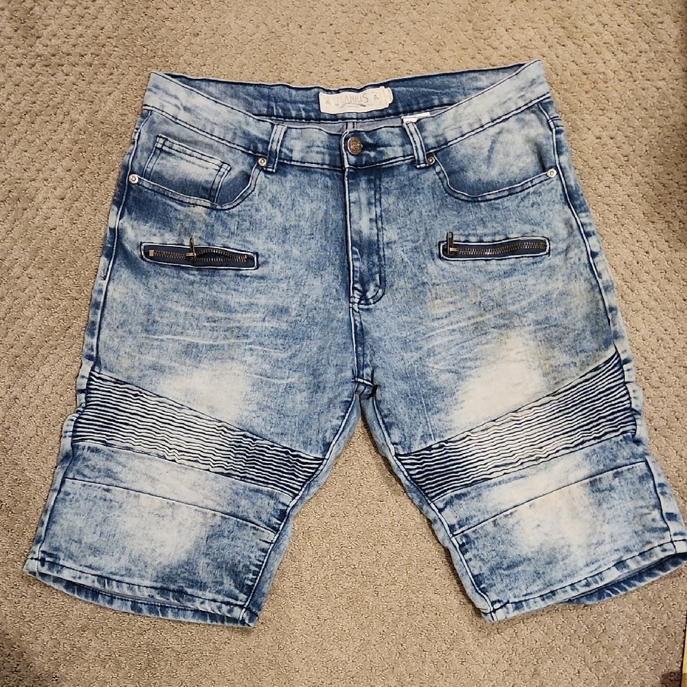 Vintage Akademiks Jeans Shorts Mens 32 Jeanius Acid Wash Denim Zip Cargo Y2K